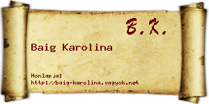 Baig Karolina névjegykártya
